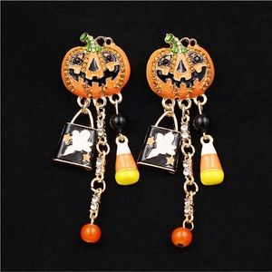 Halloween Creepy Pumpkin Ghost Candycorn Gorgeous Long Earrings